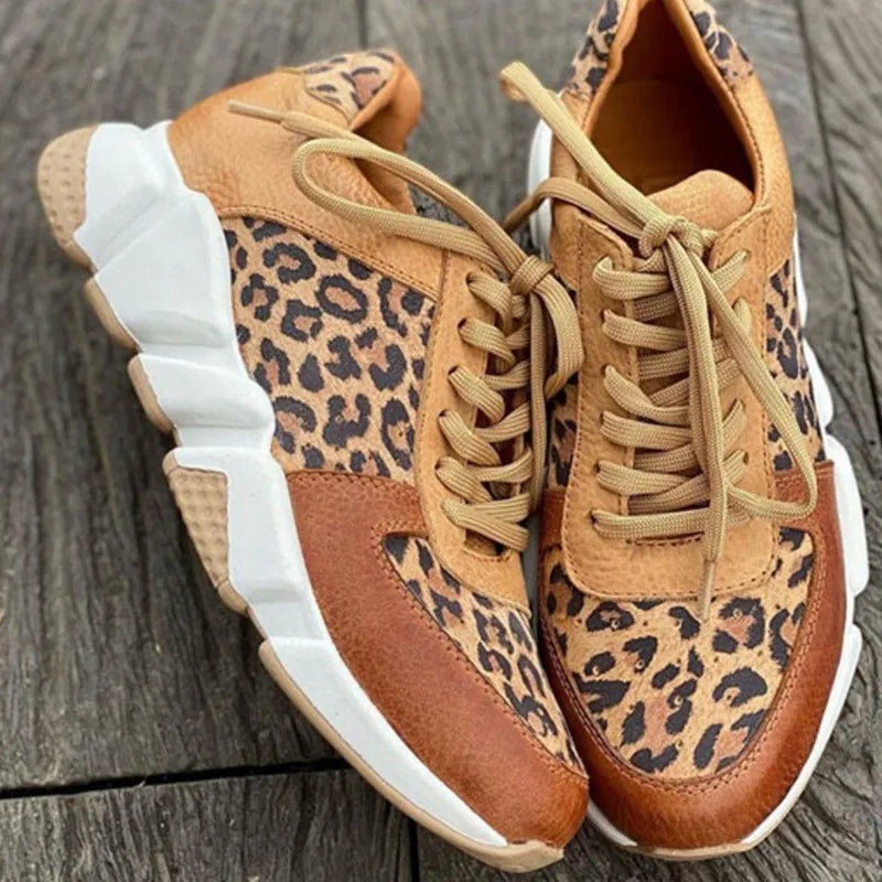 Zapatillas Leopardo Vulcanizadas Con Suela Gruesa María