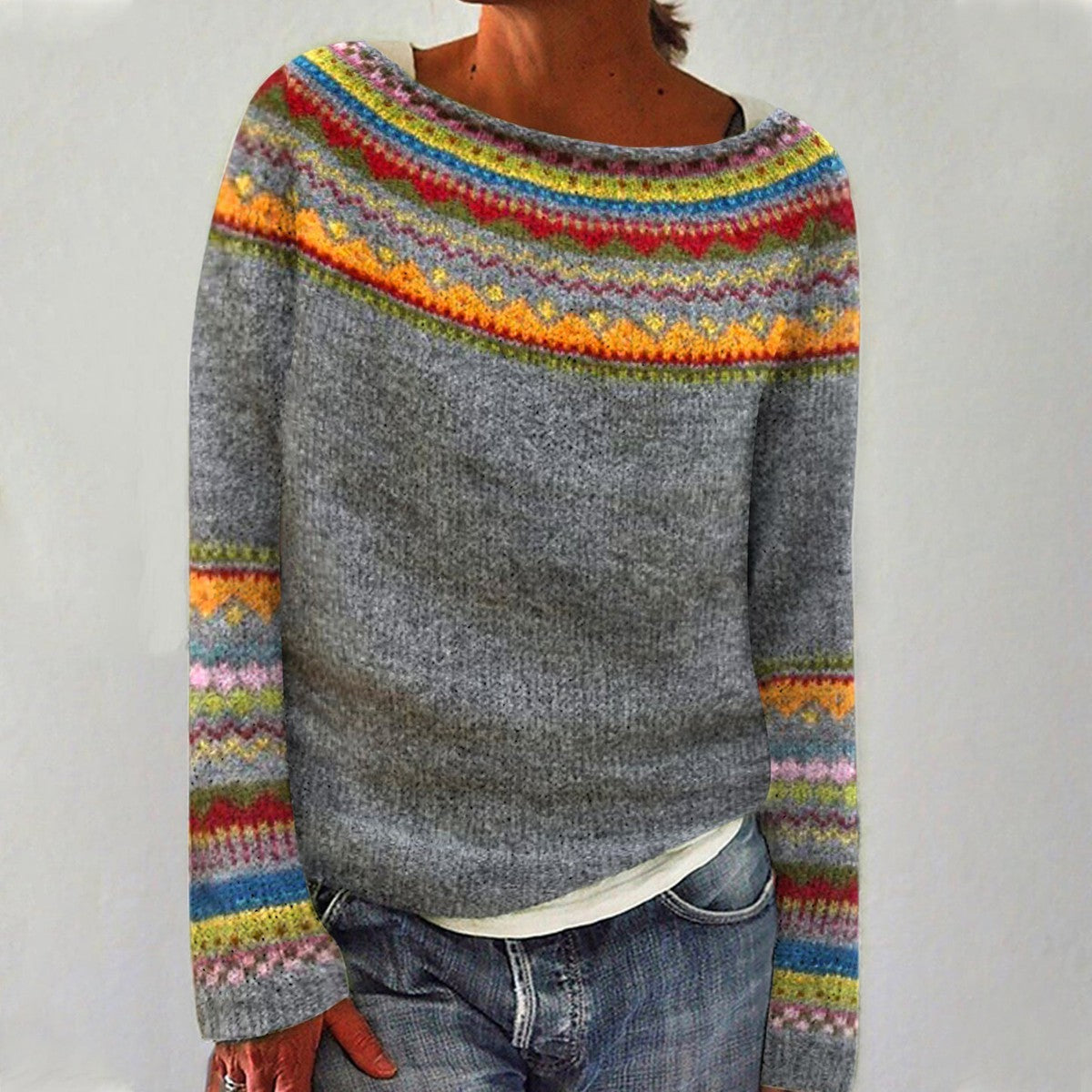 Sueter Estampado Retro Mujer Elegante Confortable Ana