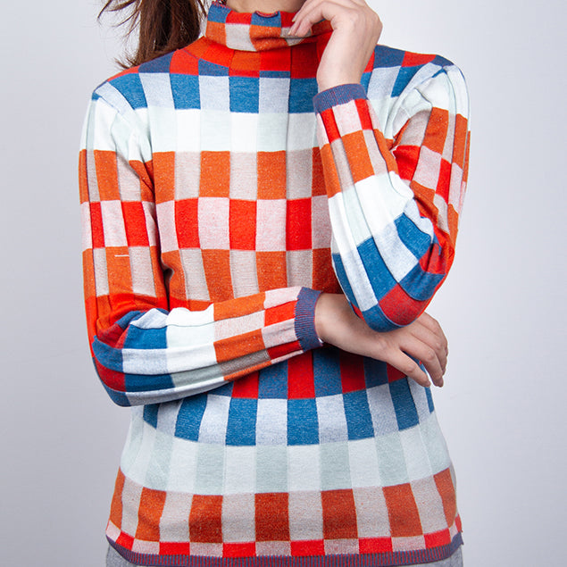 Suéter Cuello Alto Con Detalles Melange Multicolores Miguel