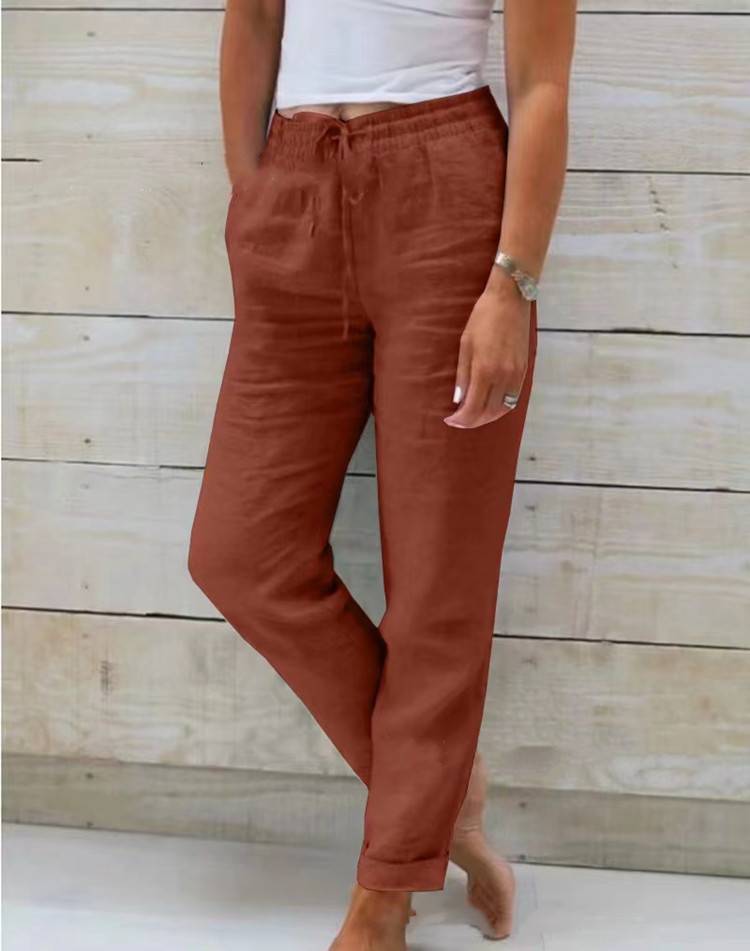 Pantalón Mujer Lino Transpirable Elástico Megan Clásico Ana
