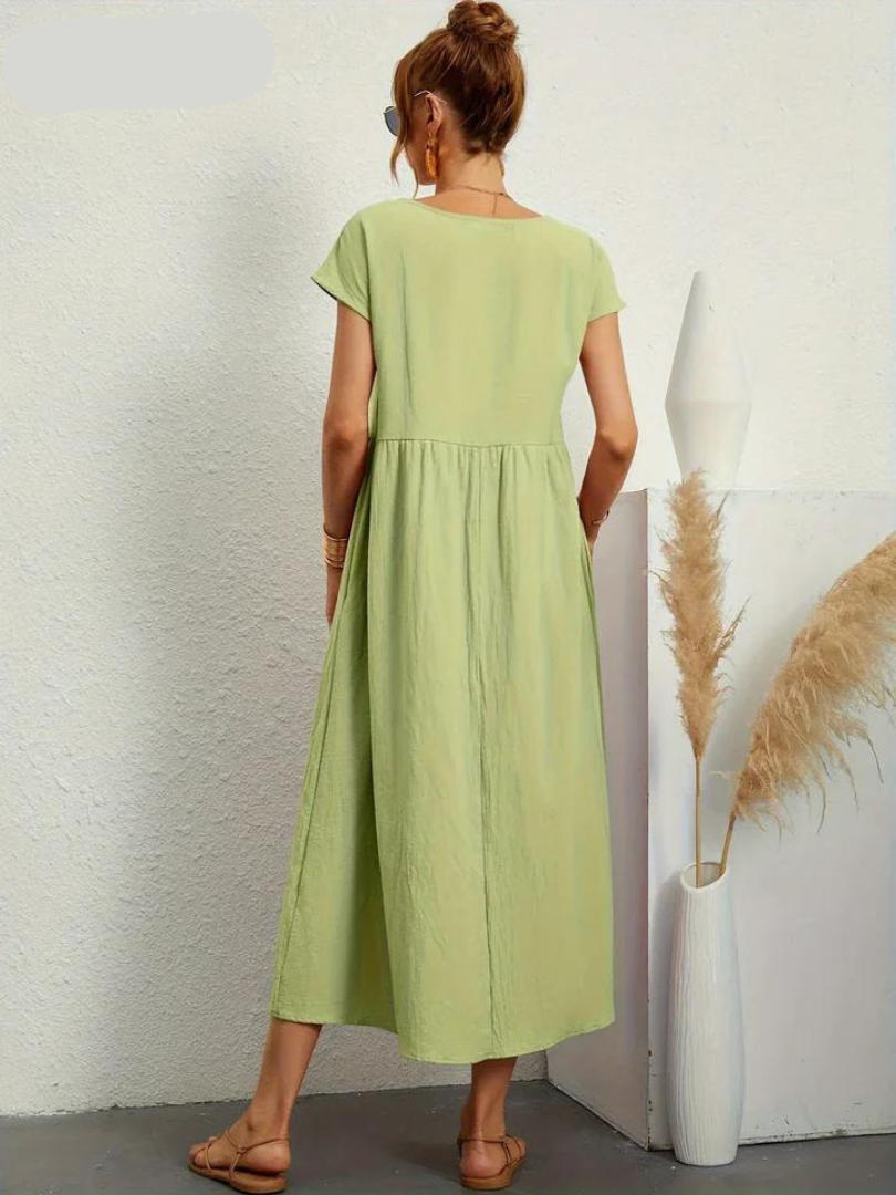 Vestido Rojo Rubí Tejido Ligero Y Fresco Ideal Verano Ana