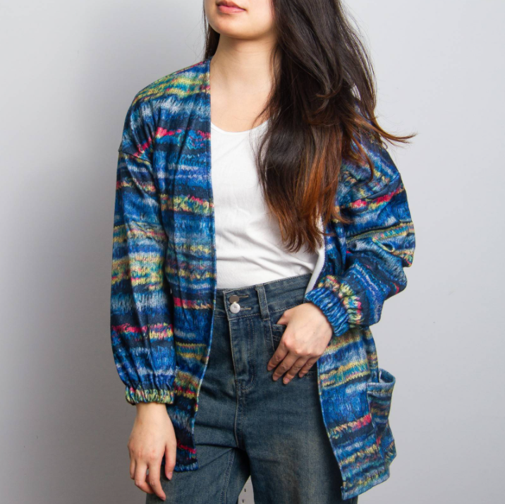 Chaqueta De Punto Colorido Mujer Manga Larga Con María