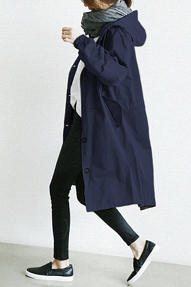 Chaqueta Cortavientos Elegante Con Capucha Ajustable Ana