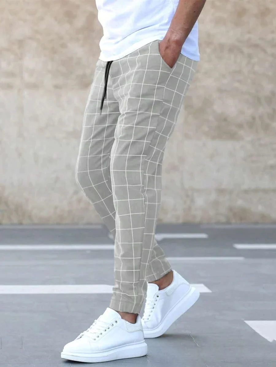 Pantalón Matteo Elegante Con Patrón De Rejilla Alejandro