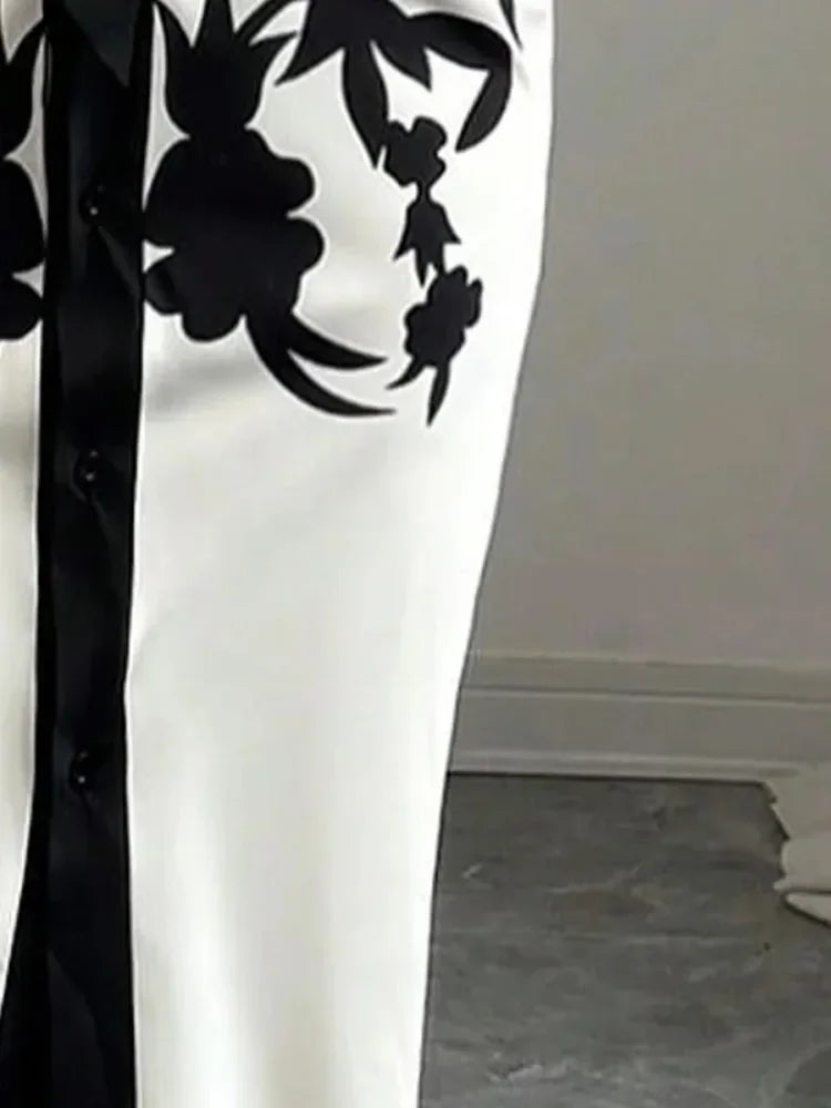 UOOZEE A Line Dress V-Neck Floral Print Office Ladies Chic