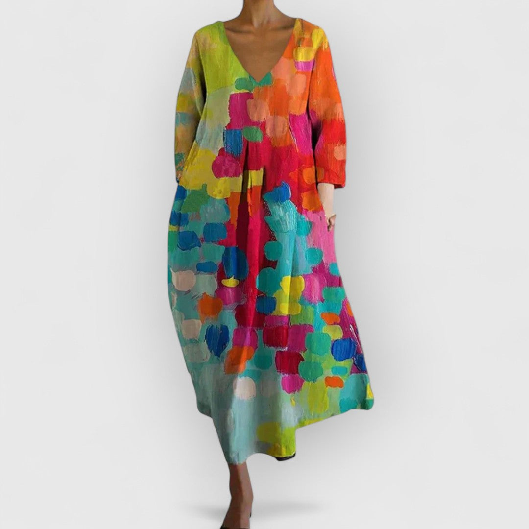Vestido Floral Con Escote En V Ajuste Perfecto Ana