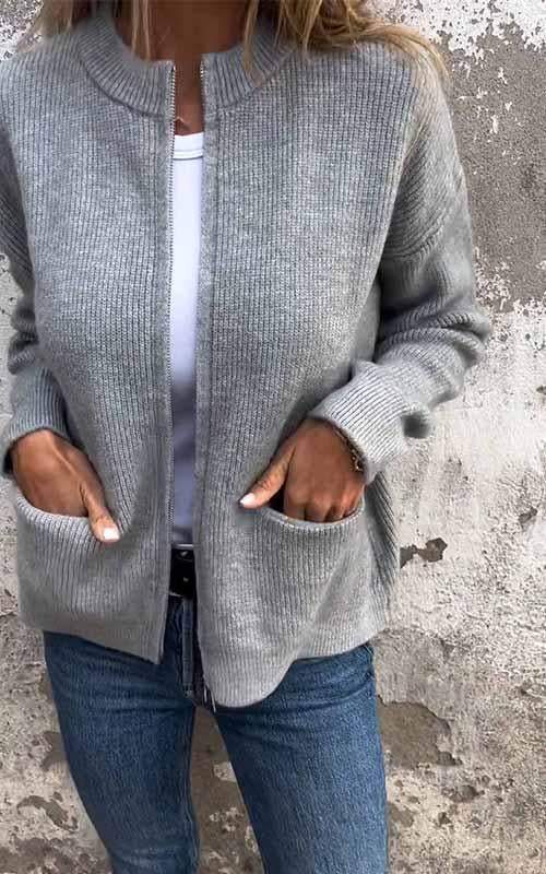 Chaqueta de Punto Con Cremallera Suave y Cálida María