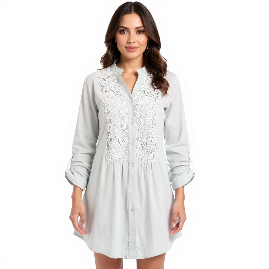 Blusa Larga Con Mangas Abullonadas Para Mujer Moderna Ana