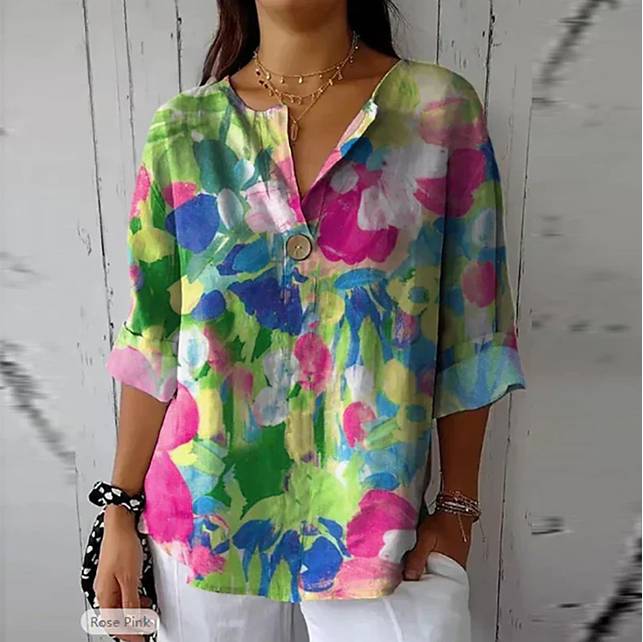 Blusa Veraniega Elegante Con Estampado Floral Fina Ana