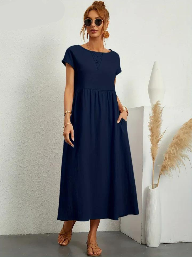 Vestido Rojo Rubí Tejido Ligero Y Fresco Ideal Verano Ana