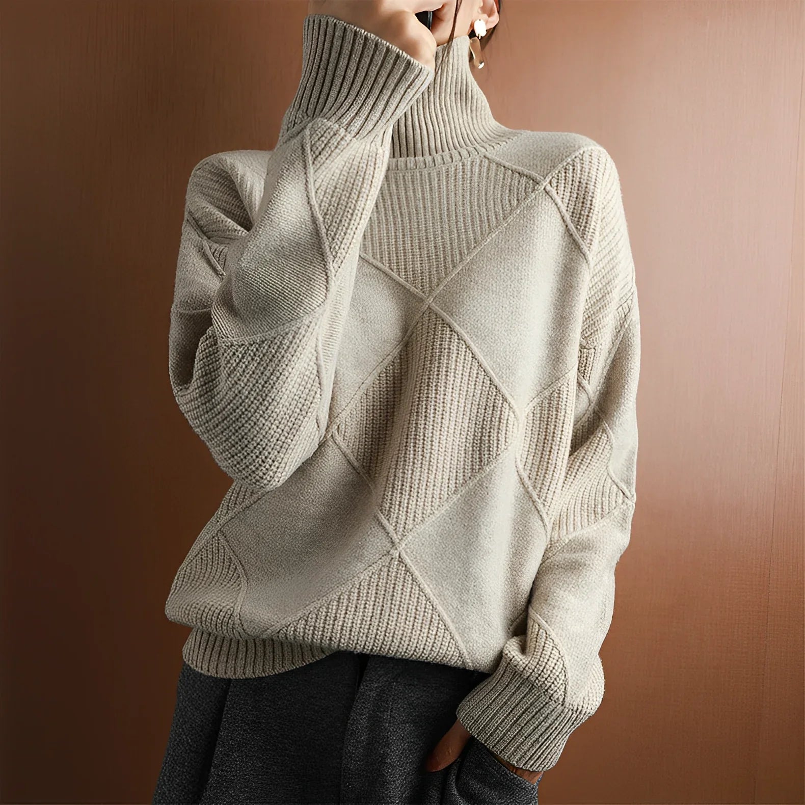 Suéter Cuello Alto Suave Y Cálido Para Mujer Estilo Ana