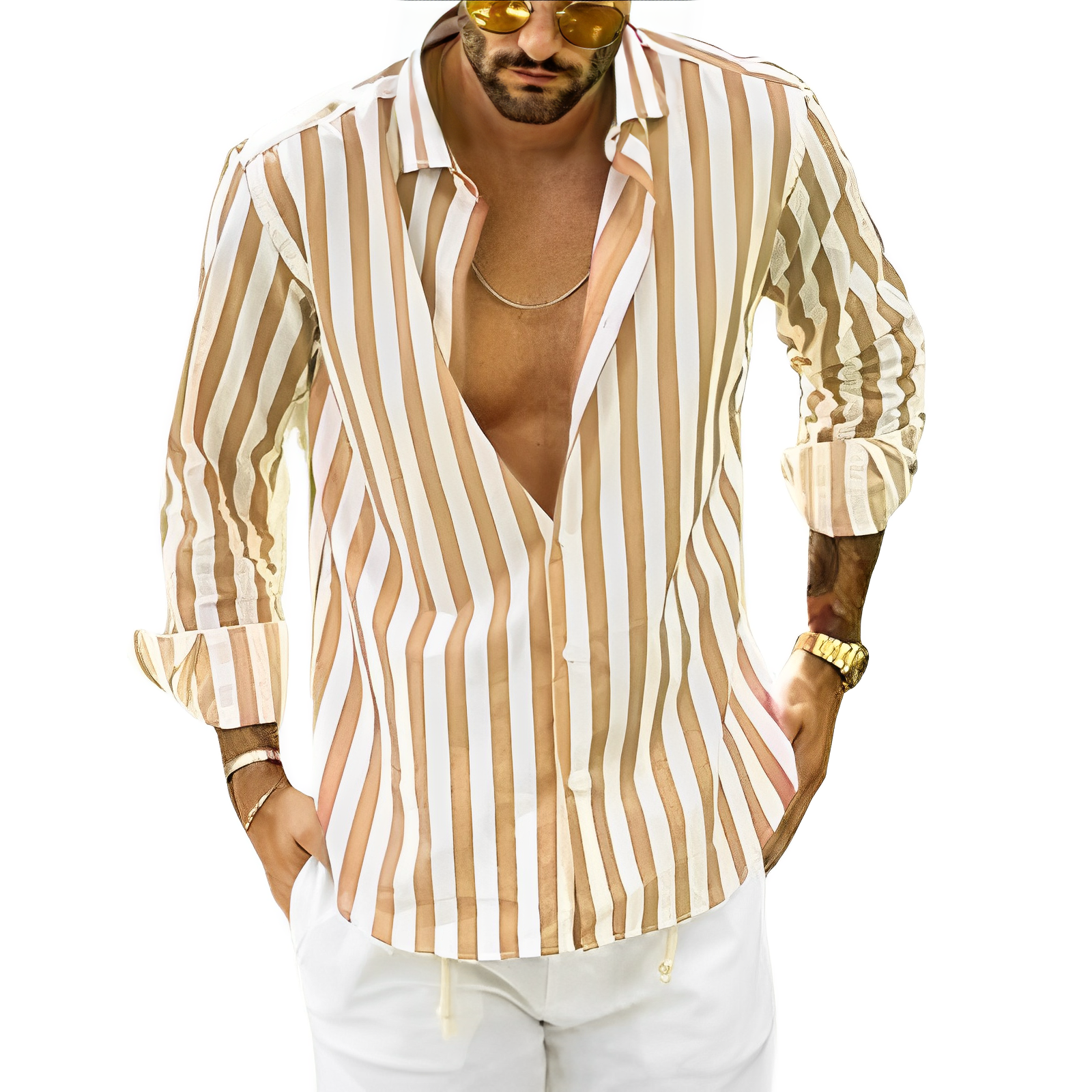 Camisa De Hombre A Rayas Verano Ultra Cómodo Carlos