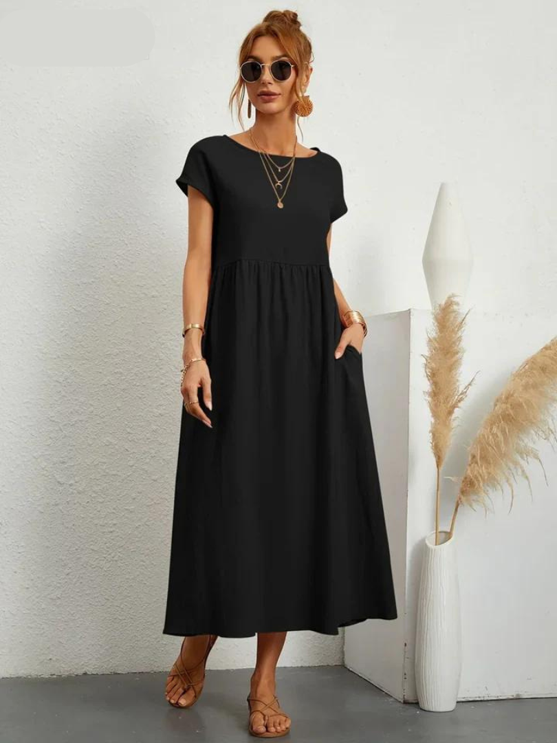 Vestido Rojo Rubí Tejido Ligero Y Fresco Ideal Verano Ana