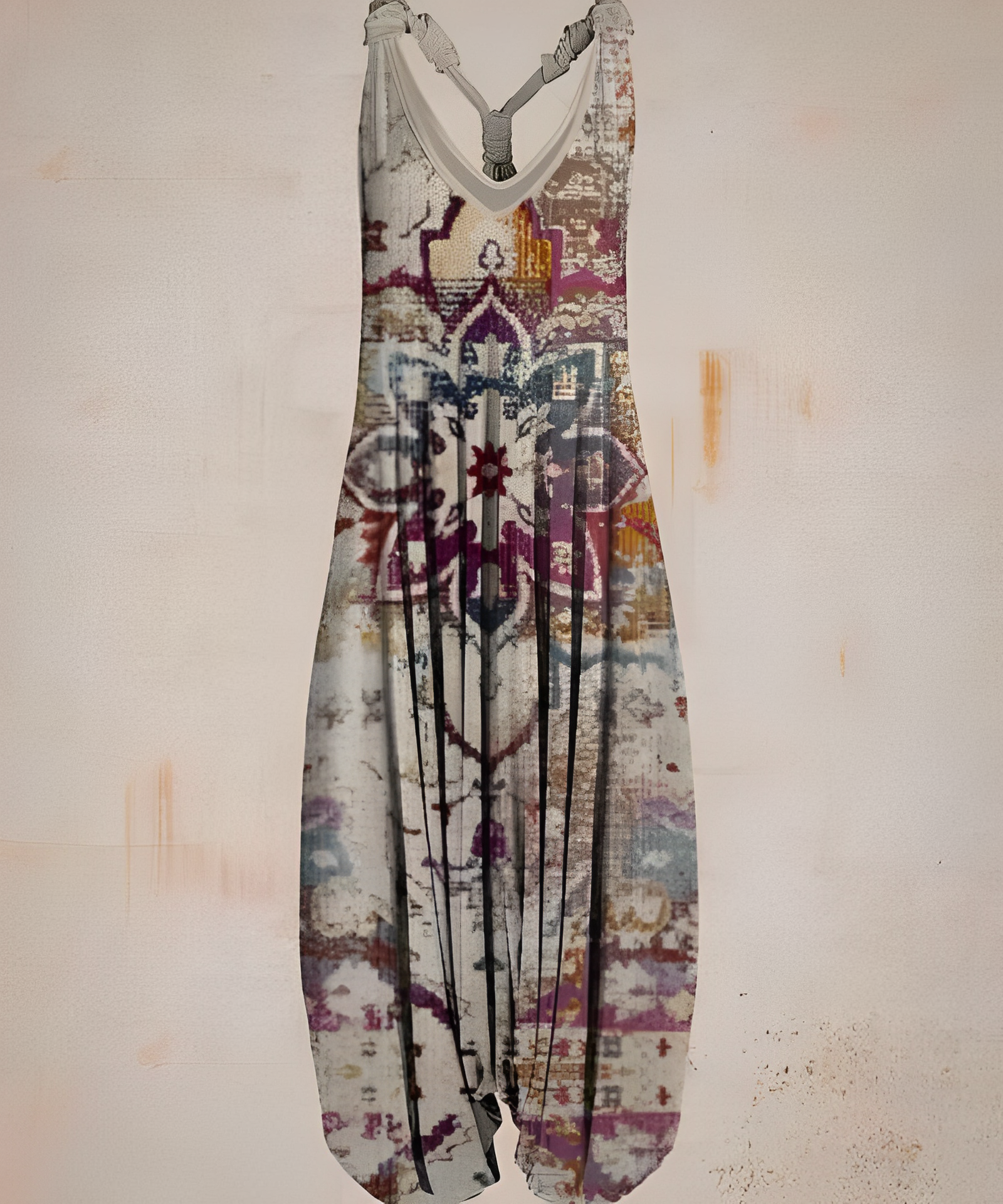 Mono Boho Chic Ligero Con Estampado V Cuello Bohemio Luis