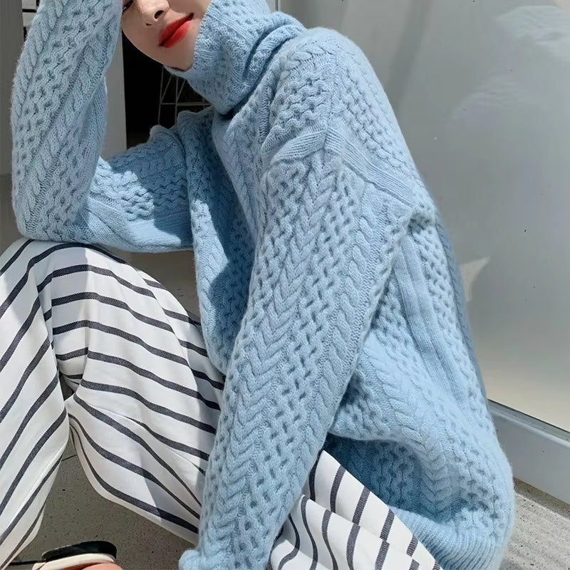 Women's Turtleneck Sweater Handmade Soft Knit