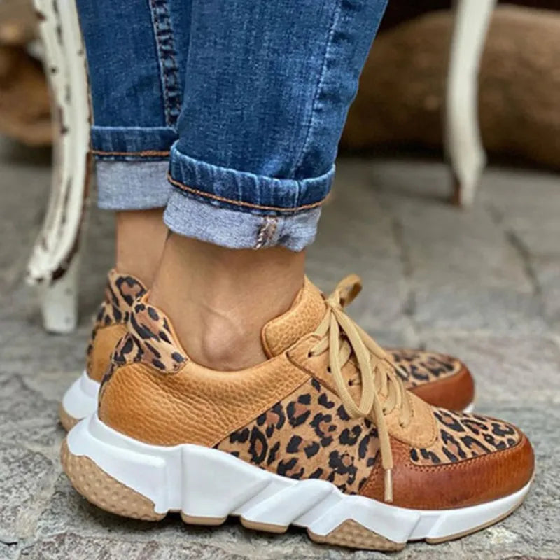 Zapatillas Leopardo Vulcanizadas Con Suela Gruesa María