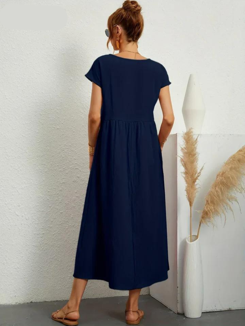 Vestido Rojo Rubí Tejido Ligero Y Fresco Ideal Verano Ana