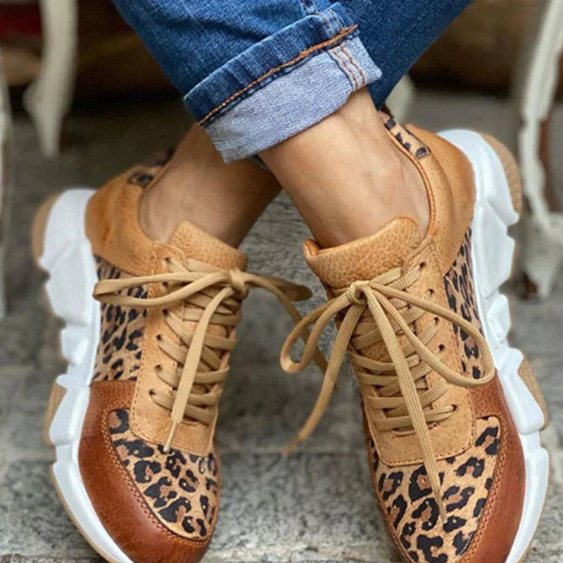 Zapatillas Leopardo Vulcanizadas Con Suela Gruesa María