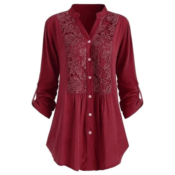 Blusa Larga Con Mangas Abullonadas Para Mujer Moderna Ana