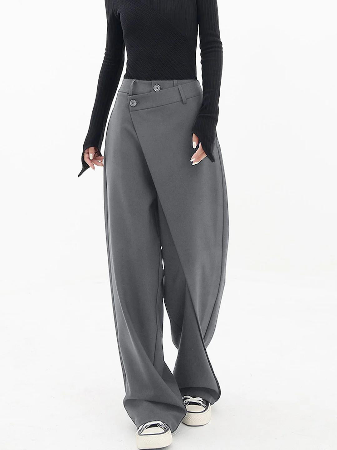 Pantalón Baggy Elegante Asimétrico Cintura Alta Carlos