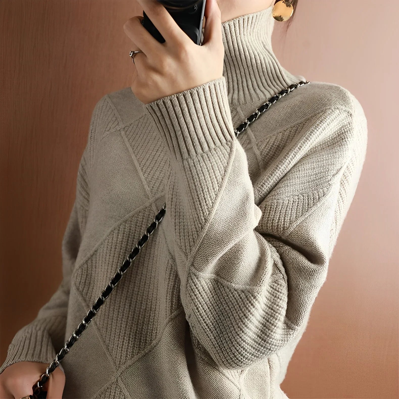 Suéter Cuello Alto Suave Y Cálido Para Mujer Estilo Ana