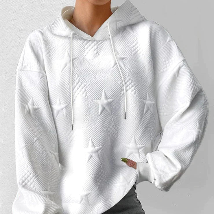 Sudadera Blanca Unicolor Manga Larga Para Mujer Ana