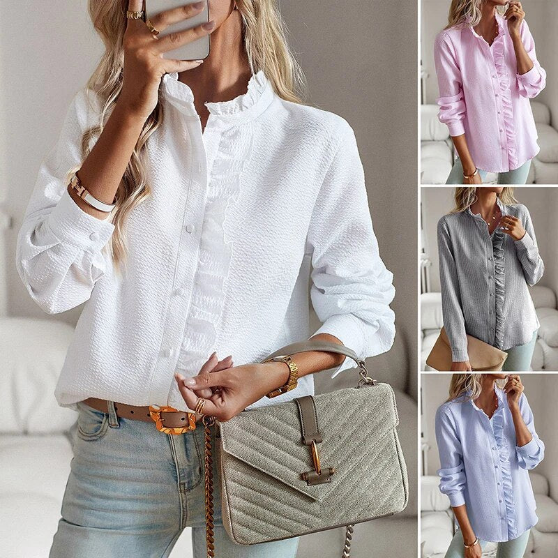 Blusa Mujer Con Volantes Elegante Cómoda Todo Día Ana