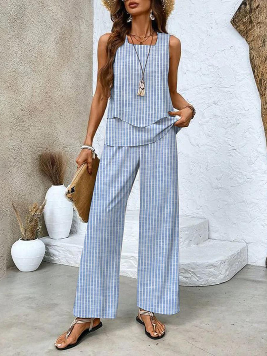 Conjunto Veraniego 2 Piezas Estampado Floral Azul Nora