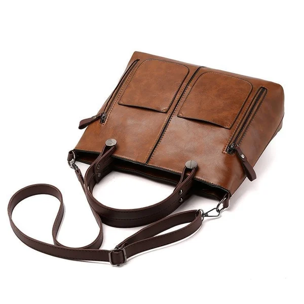 Bolso Cuero Vintage Gran Capacidad Con Cierre Magnetico Sofía