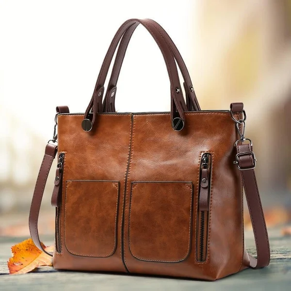 Bolso Cuero Vintage Gran Capacidad Con Cierre Magnetico Sofía
