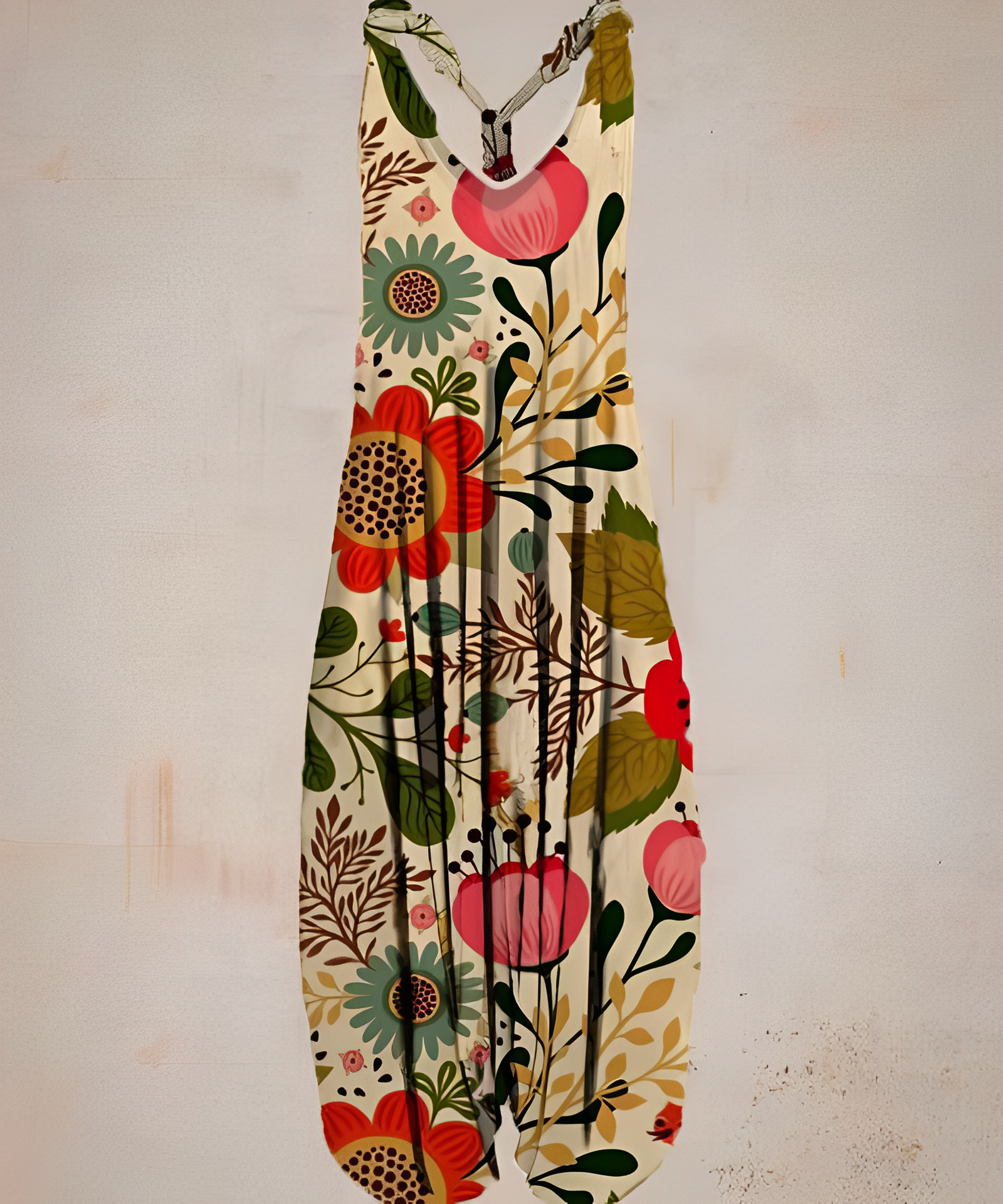 Mono Boho Chic Ligero Con Estampado V Cuello Bohemio Luis