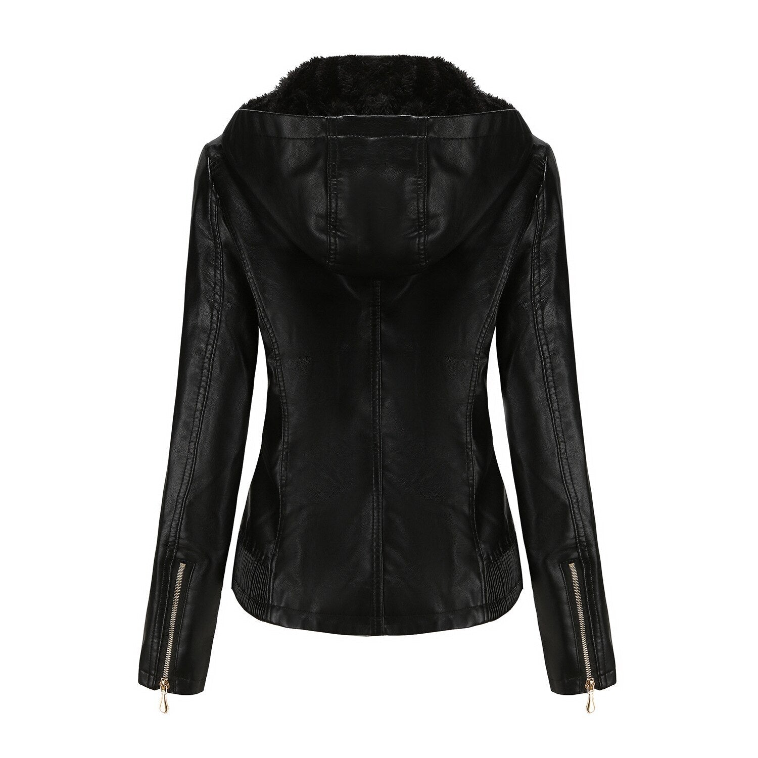 Chaqueta de cuero con capucha y forro térmico para Ana