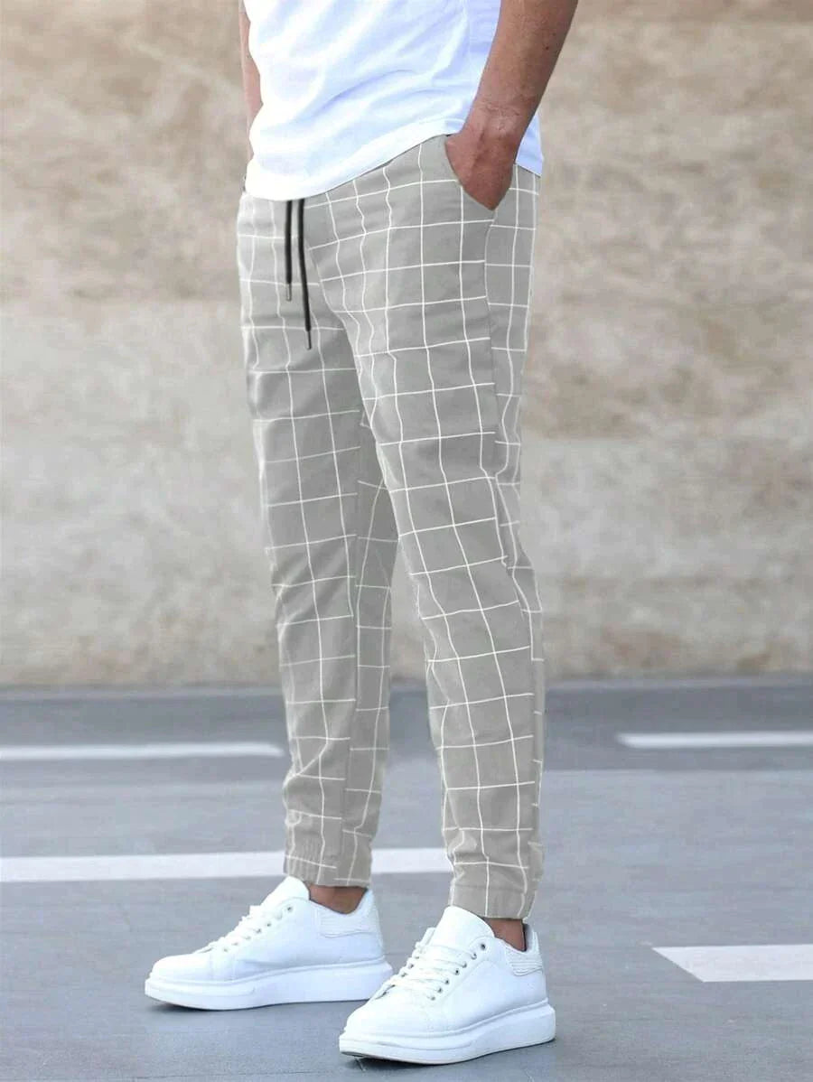 Pantalón Matteo Elegante Con Patrón De Rejilla Alejandro