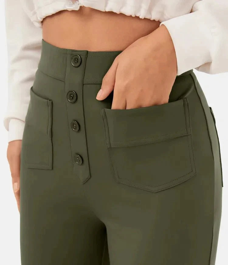 Pantalón Tiro Alto Elástico Cómodo Cintura Fina Carlos