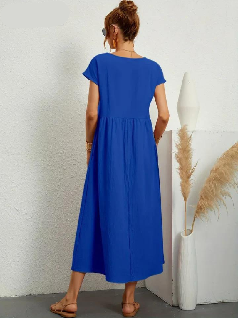 Vestido Rojo Rubí Tejido Ligero Y Fresco Ideal Verano Ana