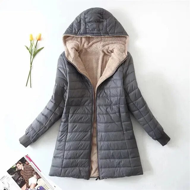 Chaqueta de Algodón con Capucha Mediana Reversible Ana