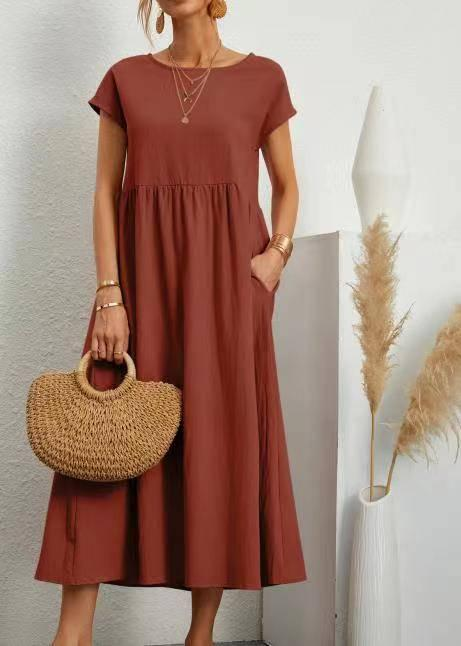 Vestido Rojo Rubí Tejido Ligero Y Fresco Ideal Verano Ana