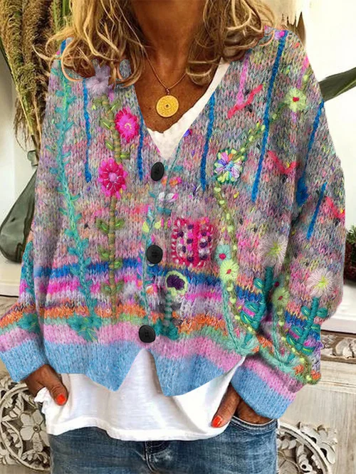 Cardigan Estampado Mujer Con Botones Suave Y Cómodo Ana