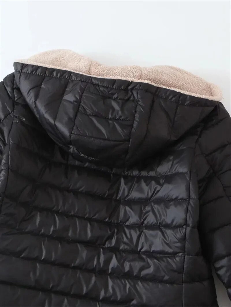 Chaqueta de Algodón con Capucha Mediana Reversible Ana