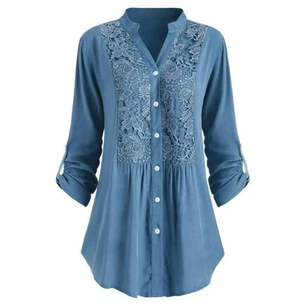 Blusa Larga Con Mangas Abullonadas Para Mujer Moderna Ana