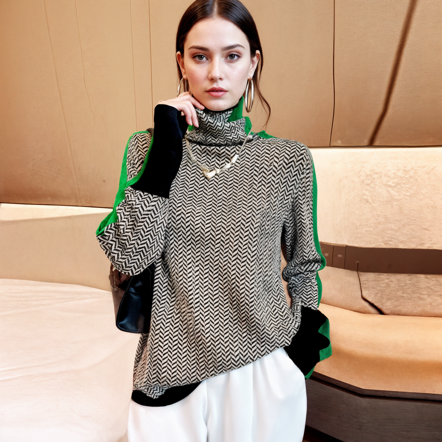 Knit Sweater Cozy Warm Printed Winter