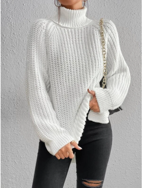 Suéter Cuello Alto Ceñido de Punto Mujer Elegante María