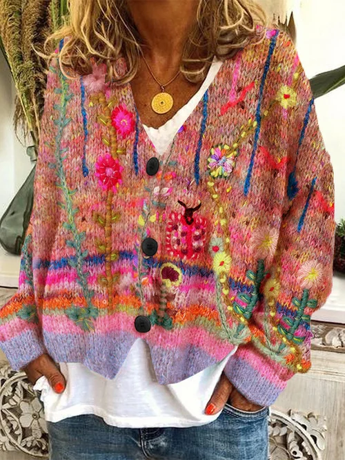 Cardigan Estampado Mujer Con Botones Suave Y Cómodo Ana