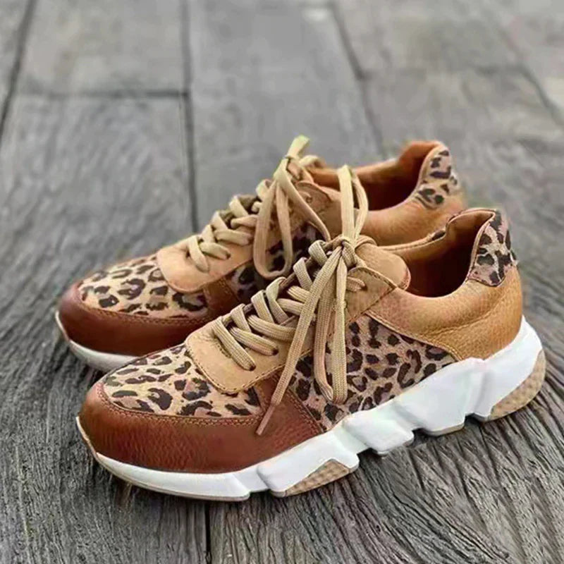 Zapatillas Leopardo Vulcanizadas Con Suela Gruesa María