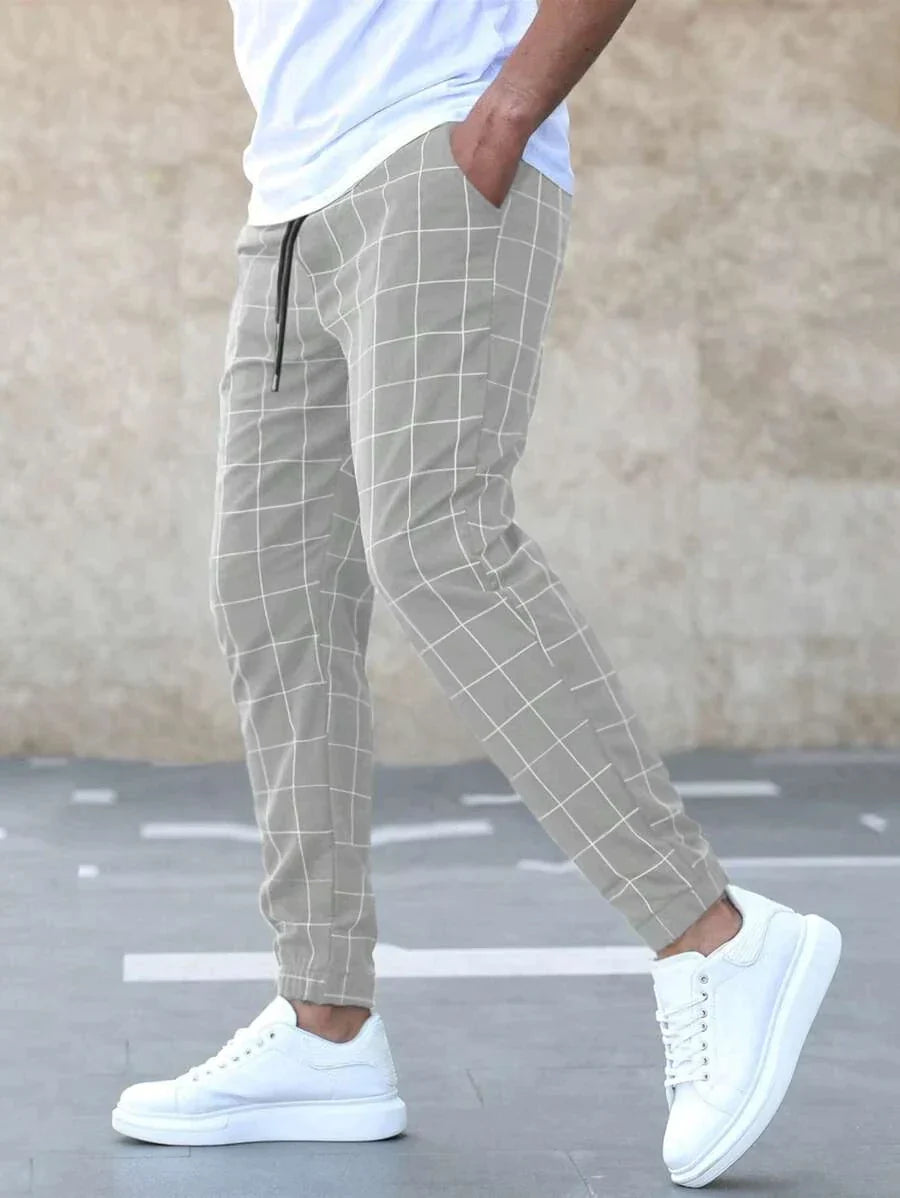 Pantalón Matteo Elegante Con Patrón De Rejilla Alejandro