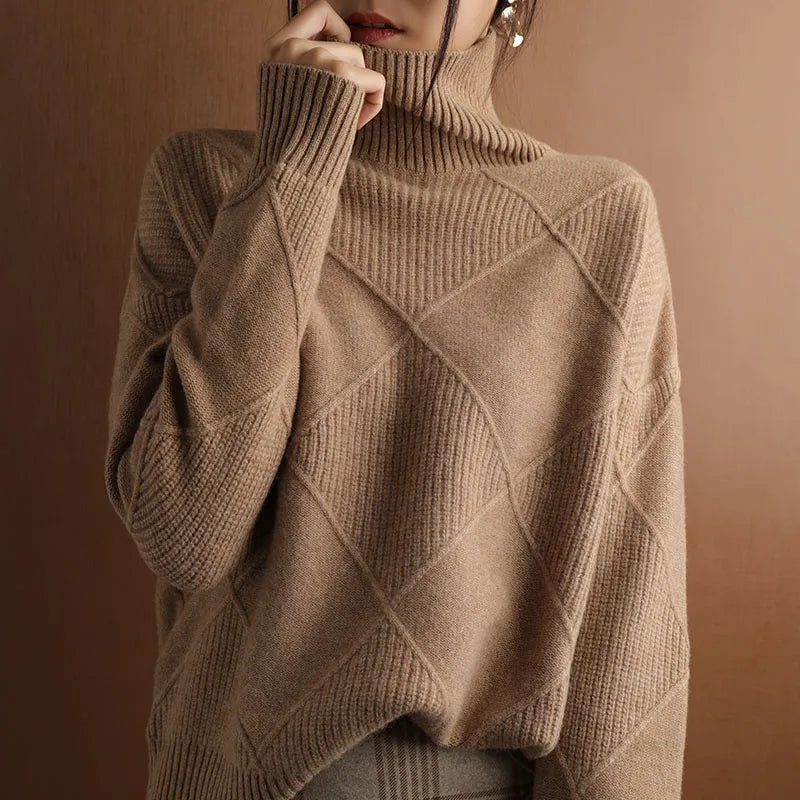 Suéter Cuello Alto Suave Y Cálido Para Mujer Estilo Ana
