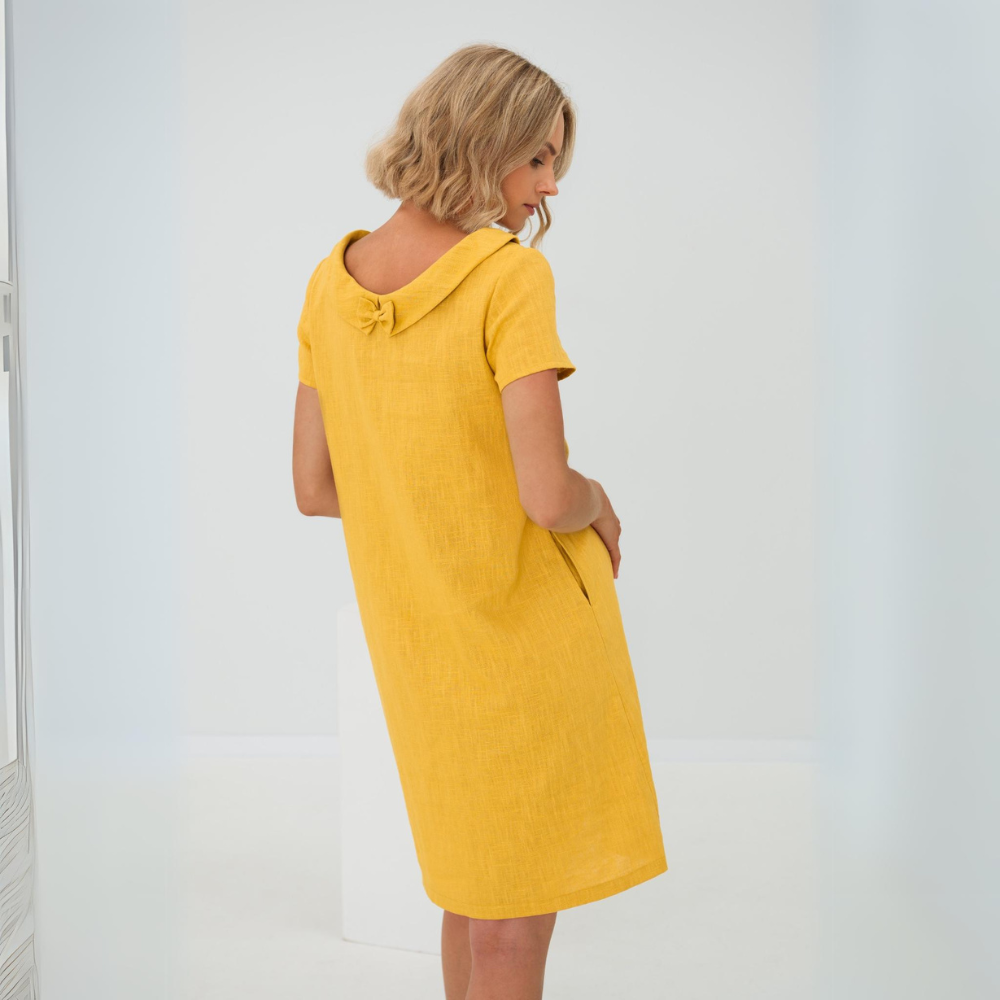 Vestido De Lino Suave Con Bolsillos Elegante Verano Ana