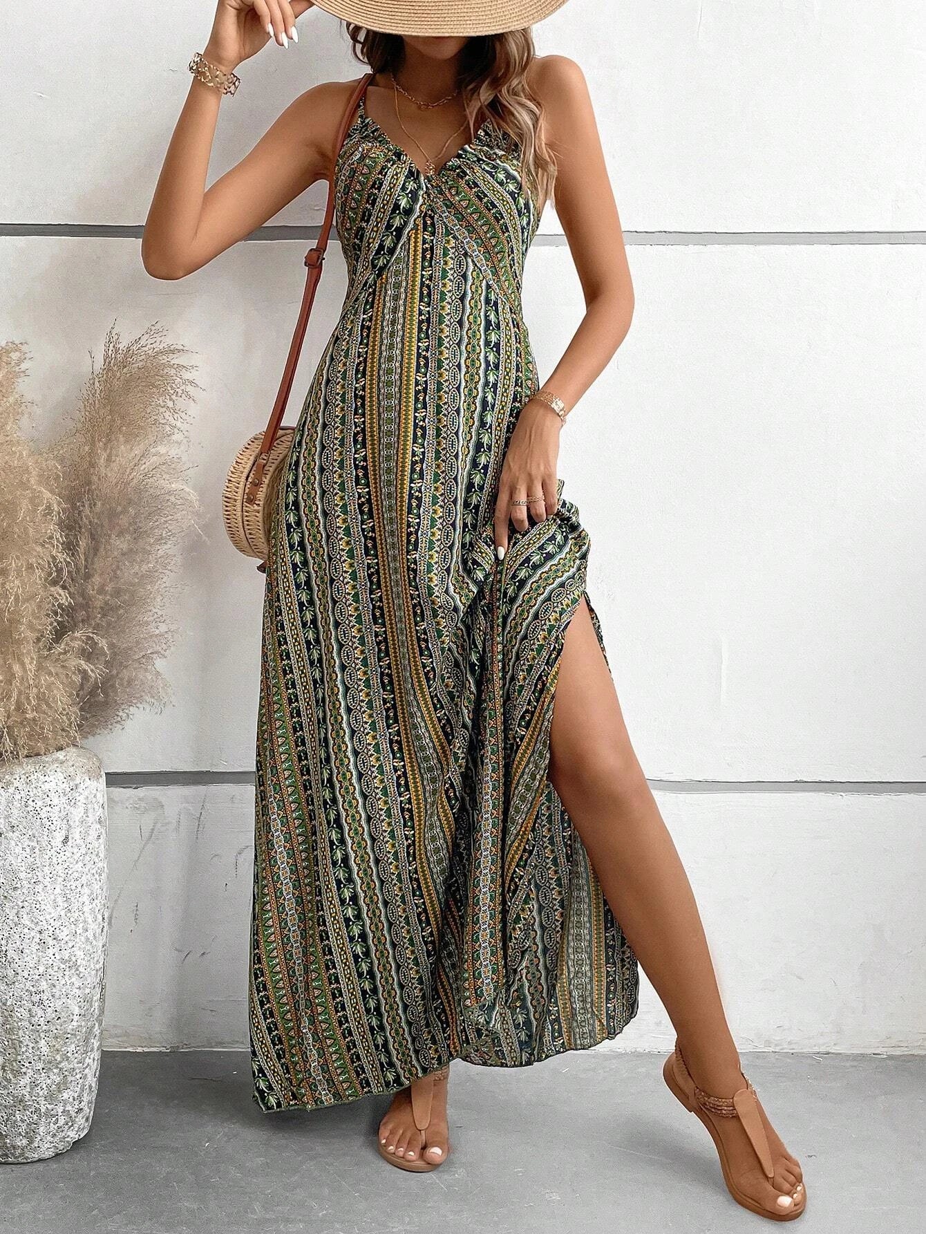 Backless Maxi Dress Women Ethnic Boho
