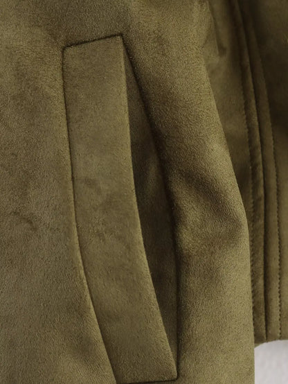 Faux Suede Cropped Jacket Soft Texture