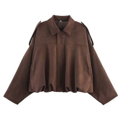 Faux Suede Cropped Jacket Soft Texture